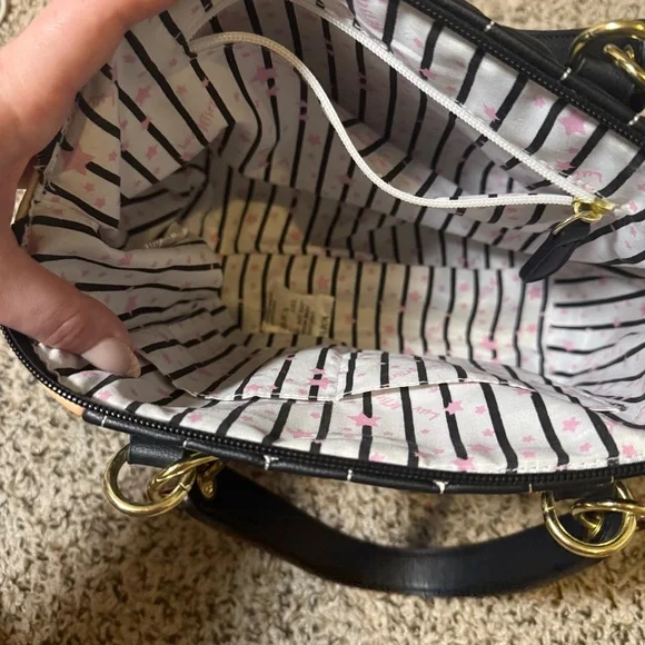 Betsy Johnson Rainbow Black Quilted Heart Satchel Handbag Purse Women’s - Picture 9 of 12